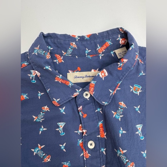 Tommy Bahama Men Medium Shirt Button-Up Tiki Martini Short Sleeve - Picture 2 of 7